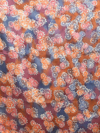 Slate Grey Bishnupur Katan Silk Saree with Multicolour Floral Batik