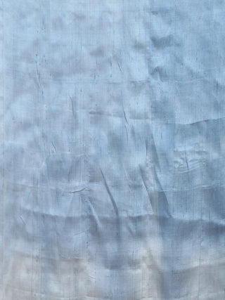 Ivory & Powder Blue  Murshidabad Silk Saree with Batik Print