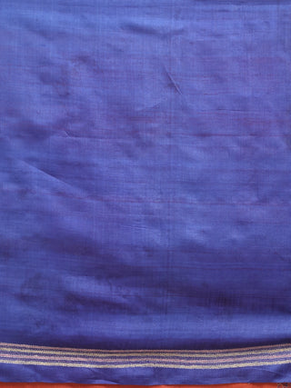 Royal Blue & Rust Half-and-Half Pure Tussar Silk Saree – Village to City Story in Hand Kantha