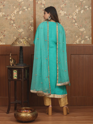 Meher Gul – Zardosi Embroidered Blended Silk Kurta Set