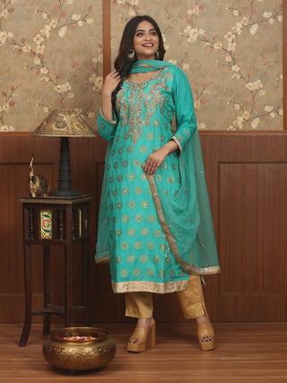 Meher Gul – Zardosi Embroidered Blended Silk Kurta Set