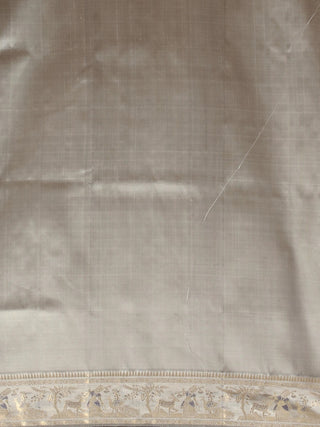 Silver Grey Pure Bishnupuri Katan Silk Swarnachari Saree