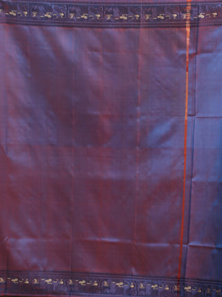 Blue-Maroon Dual Tone Baluchari Saree with Meenakari Woven Detailing