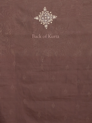 Dark Cocoa Brown Chanderi Silk Kurta Fabric with Hand Kantha Embroidery