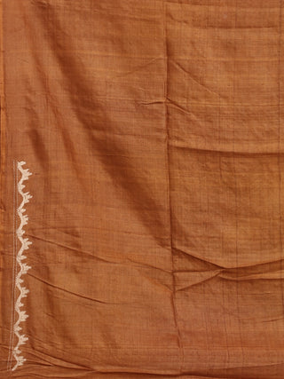 Burnt Ochre Dhakai Jamdani-Inspired Kantha Tussar Silk Dress Material
