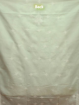 Pistachio Green Voile Kurti Fabric with Chikankari and Aari Work