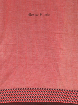 Beige Pure Bengal Cotton Saree with Kantha Embroidery &amp; Woven Checks