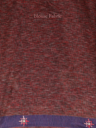 Wine Red-Blue Pure Bengal Cotton Saree with Gujarati Embroidery