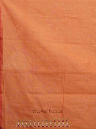 Burnt Orange Chanderi Silk Kurta Fabric with Hand Kantha Embroidery