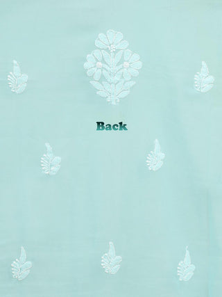 Sea Green Georgette Lucknowi Chikankari Kurti Fabric