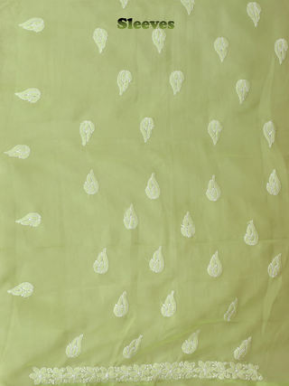 Fresh Green Lucknowi Chikankari Kurti Fabric