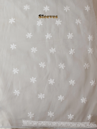 Silver Grey Lucknowi Chikankari Kurti Fabric