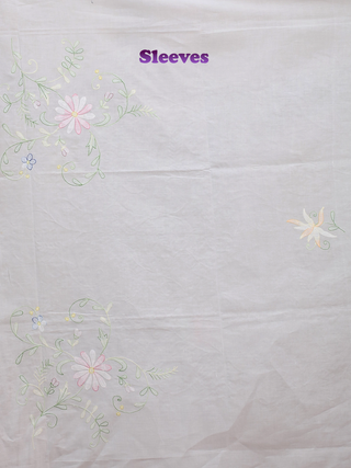 White Pure Mul Cotton Kurti Fabric with Shadow Work