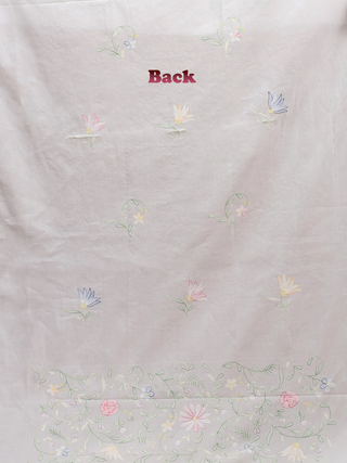 White Pure Mul Cotton Kurti Fabric with Shadow Work