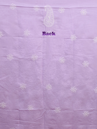 Soft Lilac Lucknowi Chikankari Voile Cotton Kurti Fabric