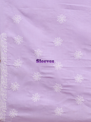 Soft Lilac Lucknowi Chikankari Voile Cotton Kurti Fabric