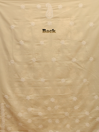 Warm Beige Lucknowi Chikankari Voile Cotton Kurti Fabric