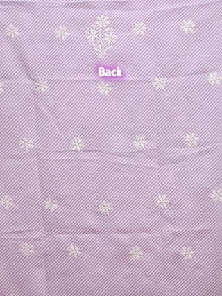 Lavender Striped Lucknowi Voile Cotton Kurti Fabric with “Ghas-Patti” Design