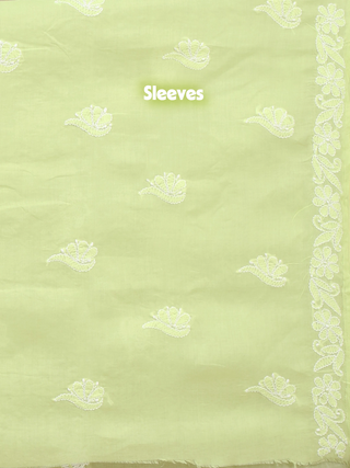 Fresh Green Voile Chikankari Kurti Fabric