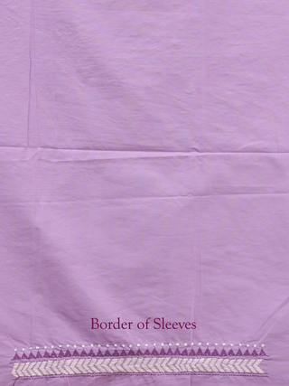 Lavender Pure Cotton Kurta Fabric with Hand Kantha Embroidery
