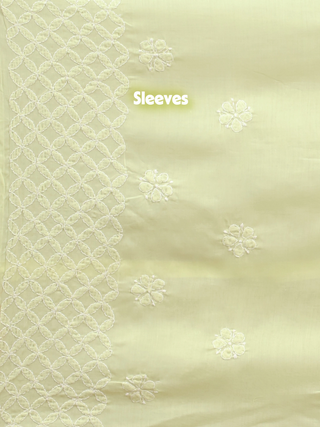 Spring Yellow Voile Chikankari Kurti Fabric