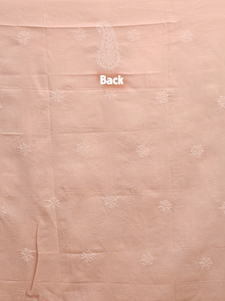 Soft Peach Voile Chikankari Kurti Fabric