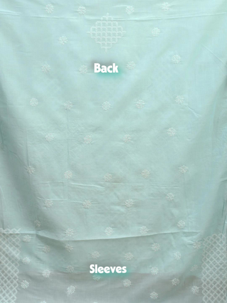 Aqua Blue Voile Chikankari Kurti Fabric