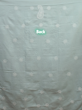 Dusty Green Voile Chikankari Kurti Fabric