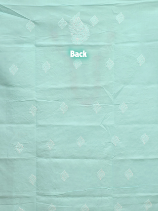 Sea Green Voile Chikankari Kurti Fabric