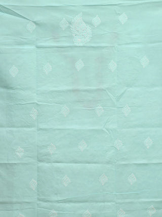 Sea Green Voile Chikankari Kurti Fabric