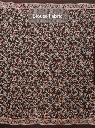 Black, Rust & Ivory Modal Silk Ajrakh Hand Block Printed Saree