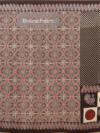 Black, Ivory & Rust Red Modal Silk Ajrakh Hand Block Printed Saree