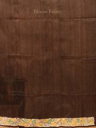 Ivory Base Pure Murshidabad Silk Hand Batik Saree depicting Kashmir