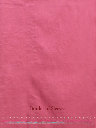Rose Pink Pure Cotton Kurta Fabric with Hand Kantha Embroidery