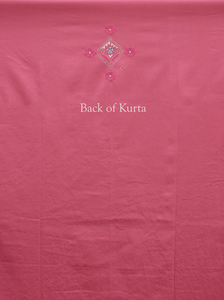 Rose Pink Pure Cotton Kurta Fabric with Hand Kantha Embroidery