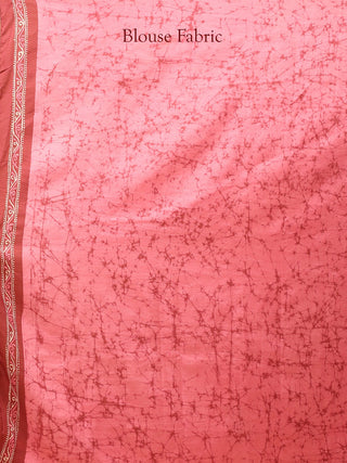 Rose Pink & Deep Maroon Pure Bangalore Silk Saree with Shoru Tulir Hand Batik