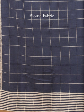 Indigo Checkered Bhujodi Kala Cotton Saree