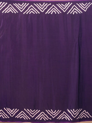 Deep Plum & Lilac Half-and-Half Hand Shibori Bandhani Modal Silk Saree