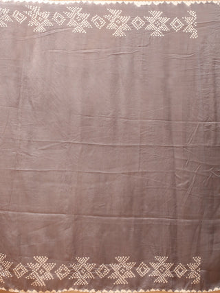 Meghambari – Steel Grey Pure Gajji Silk Saree with Hand Rai Bandhej