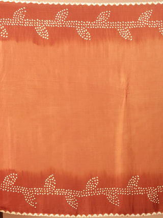 Burnt Rust Bandhani Modal Silk Saree with Lagdi Patta Pallu