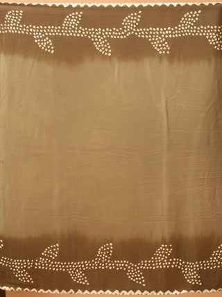 Olive Green Bandhani Modal Silk Saree with Lagdi Patta Pallu
