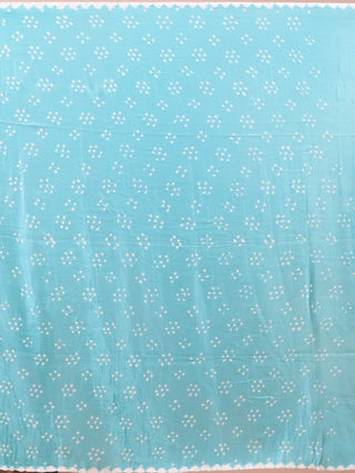Neeranjana – Turquoise Blue Pure Gajji Silk Saree with Hand Rai Bandhej