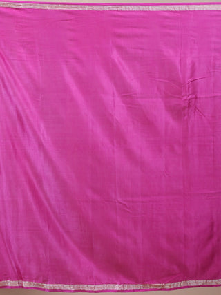 Rangashree – Fuchsia Pink & Vermilion Orange Pure Gajji Silk Saree with Hand Rai Bandhej