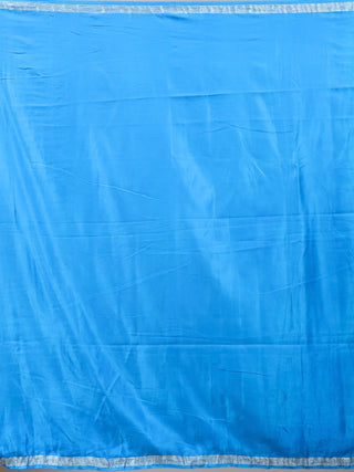 Neelambari – Azure Blue and Fresh Leaf Green Pure Gajji Silk Saree with Hand Rai Bandhej