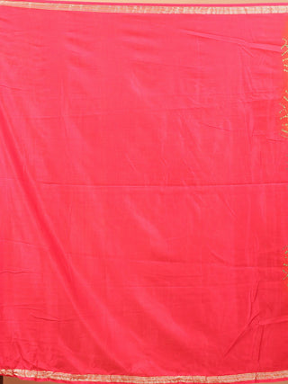 Raktima – Radiant Orange and Deep Rani Pink Pure Gajji Silk Saree with Hand Rai Bandhej