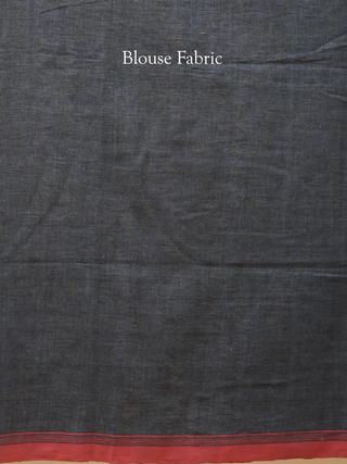 Denim Blue Bhujodi Kala Cotton Saree with Rose Border