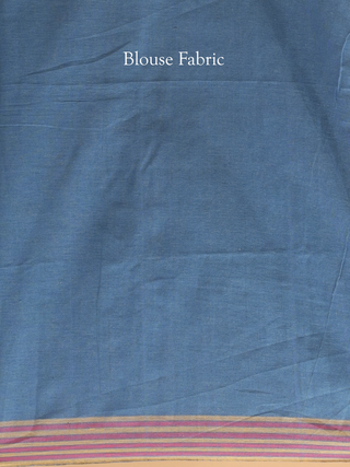 Azure Blue Bhujodi Kala Cotton Saree with Conifer Motifs
