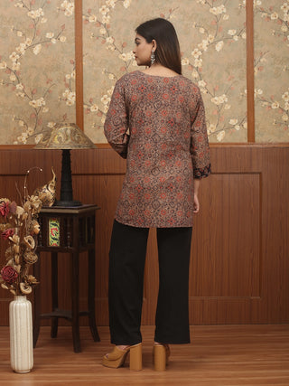 RAAG BASANTI – Earth Rust Ajrakh Cambric Cotton Top