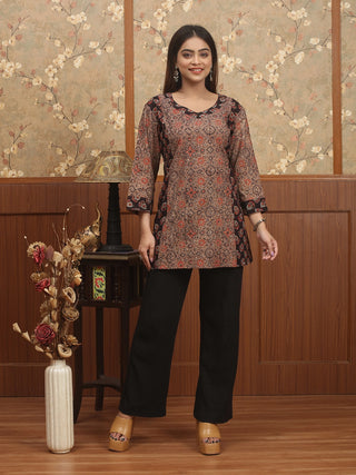 RAAG BASANTI – Earth Rust Ajrakh Cambric Cotton Top