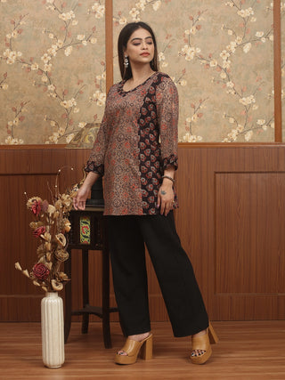 RAAG BASANTI – Earth Rust Ajrakh Cambric Cotton Top